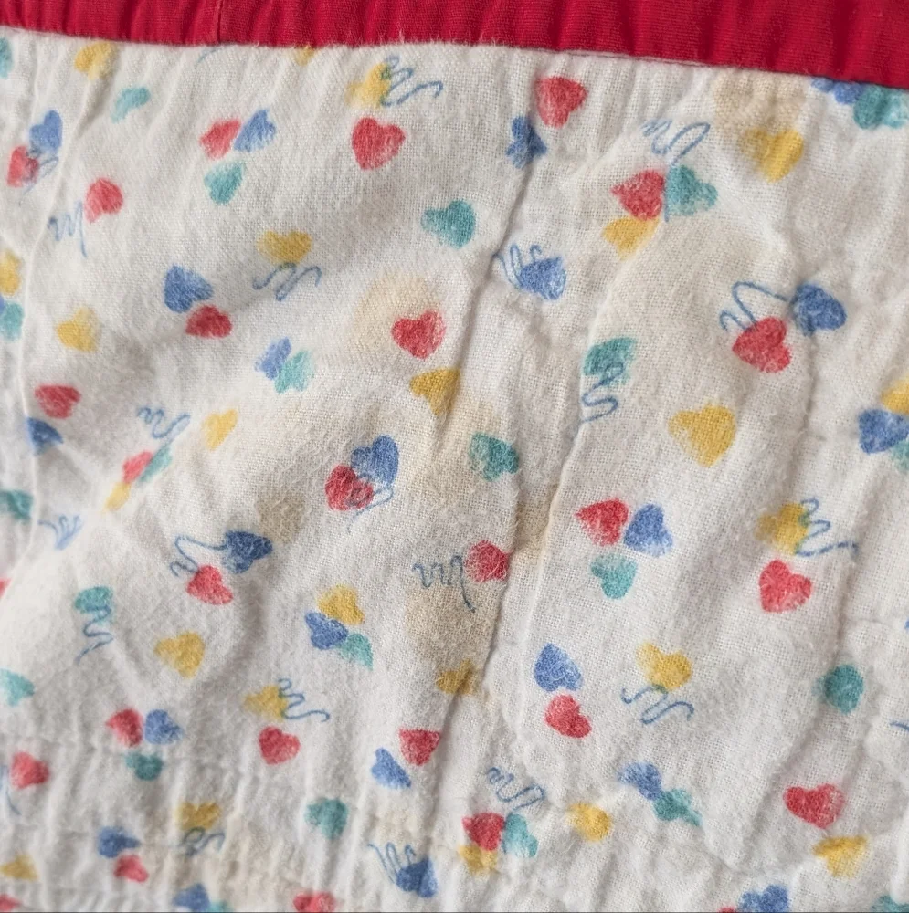 Vintage Blue Bunny Rabbit w/ Yellow Red Blue Star Balloons Crib Sheet 80s 90s